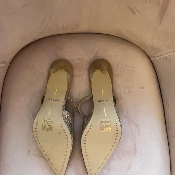 Dolce Vita Kanika Rhinestone Crystal Heels Dress Mules Champagne Sparkle 8.5 - Picture 3 of 10